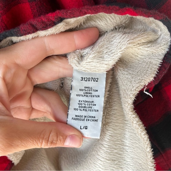 JACHS Girlfriend Sherpa Lined Buffalo Plaid Flannel Shirt Jacket Size Large - Picture 4 of 12